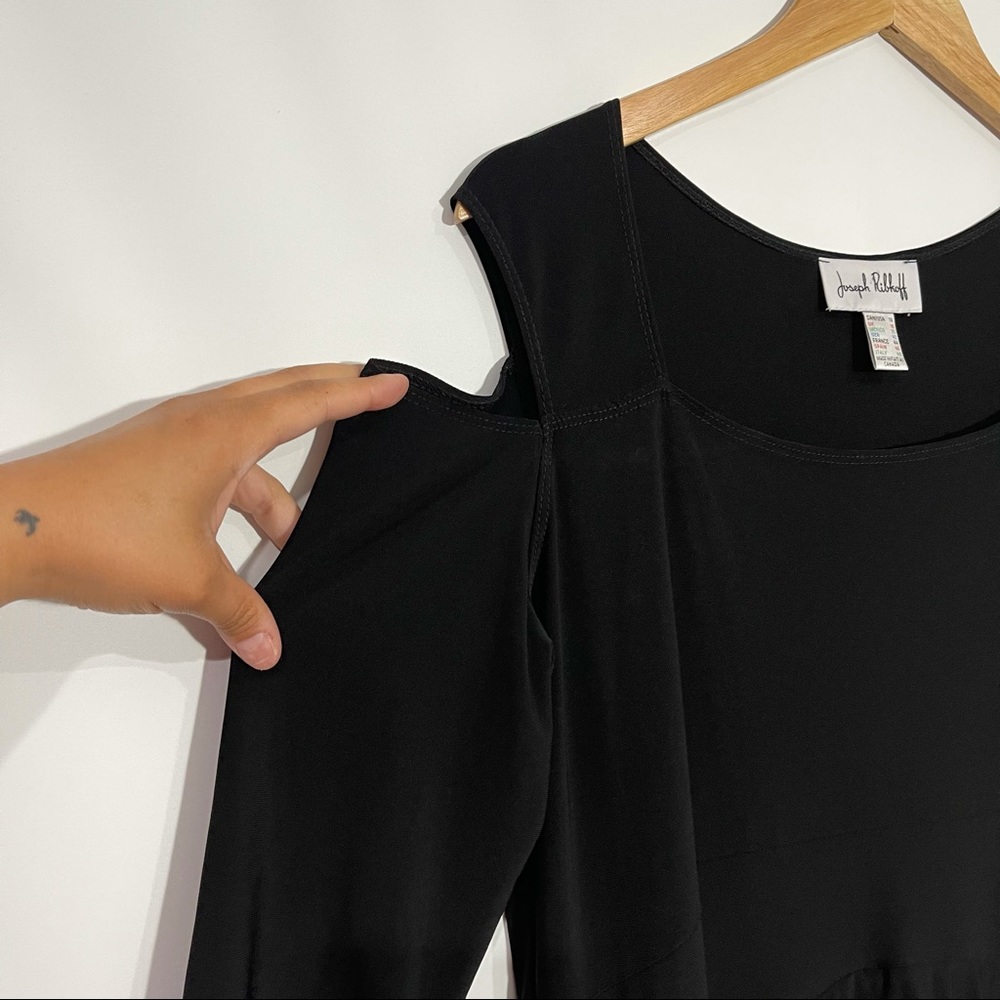 Joseph Ribkoff Black Cold Shoulder Midi Dress 14 - Picture 5 of 13